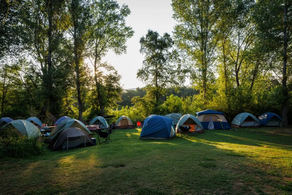 rr-south-fork-gorge-rafting-sb-050 Sunrise view of River Runners Camp at Camp Lotus, CA