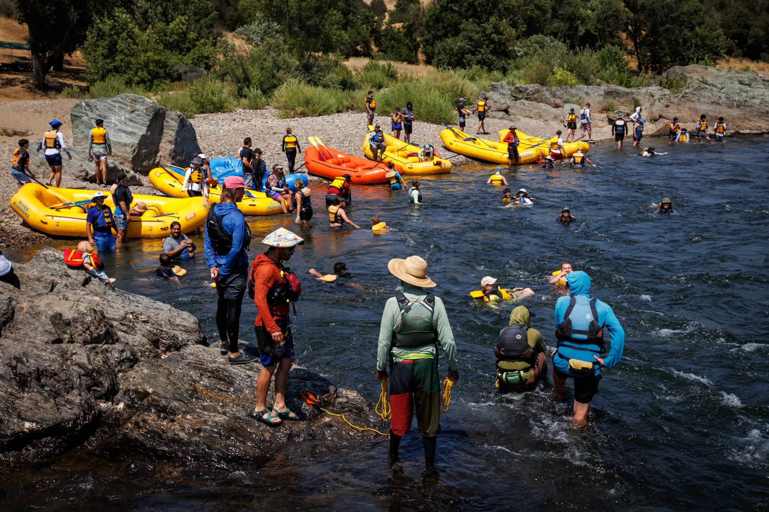 rr-south-fork-gorge-rafting-sb-081 River Runners Stopping to swim an eddy in the river